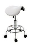 White Hydraulic Saddle Stool