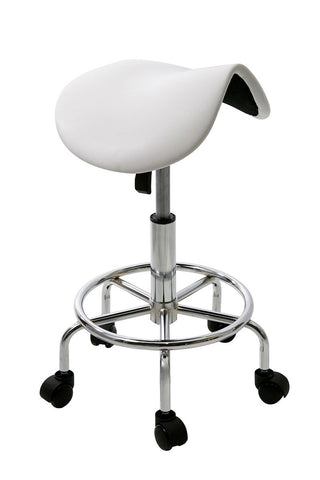 White Hydraulic Saddle Stool