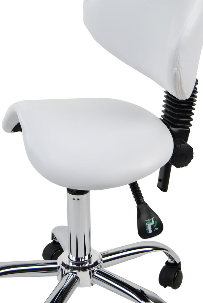 Esthetician Saddle Stool w/ Backrest –