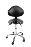 Black Saddle Stool w/ Backrest