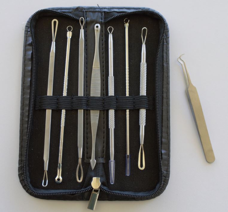 8 Piece Stainless Steel Blemish Extractor Kit