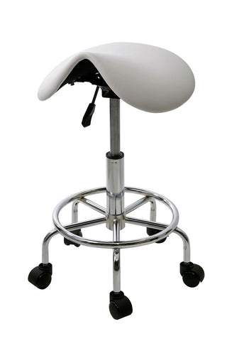 Round Hydraulic Rolling Stool w/ Back Support
